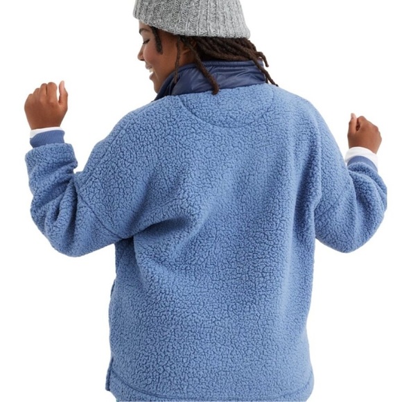Aerie Womens Oversized Sherpa Pullover Jacket Small Blue - Picture 2 of 11